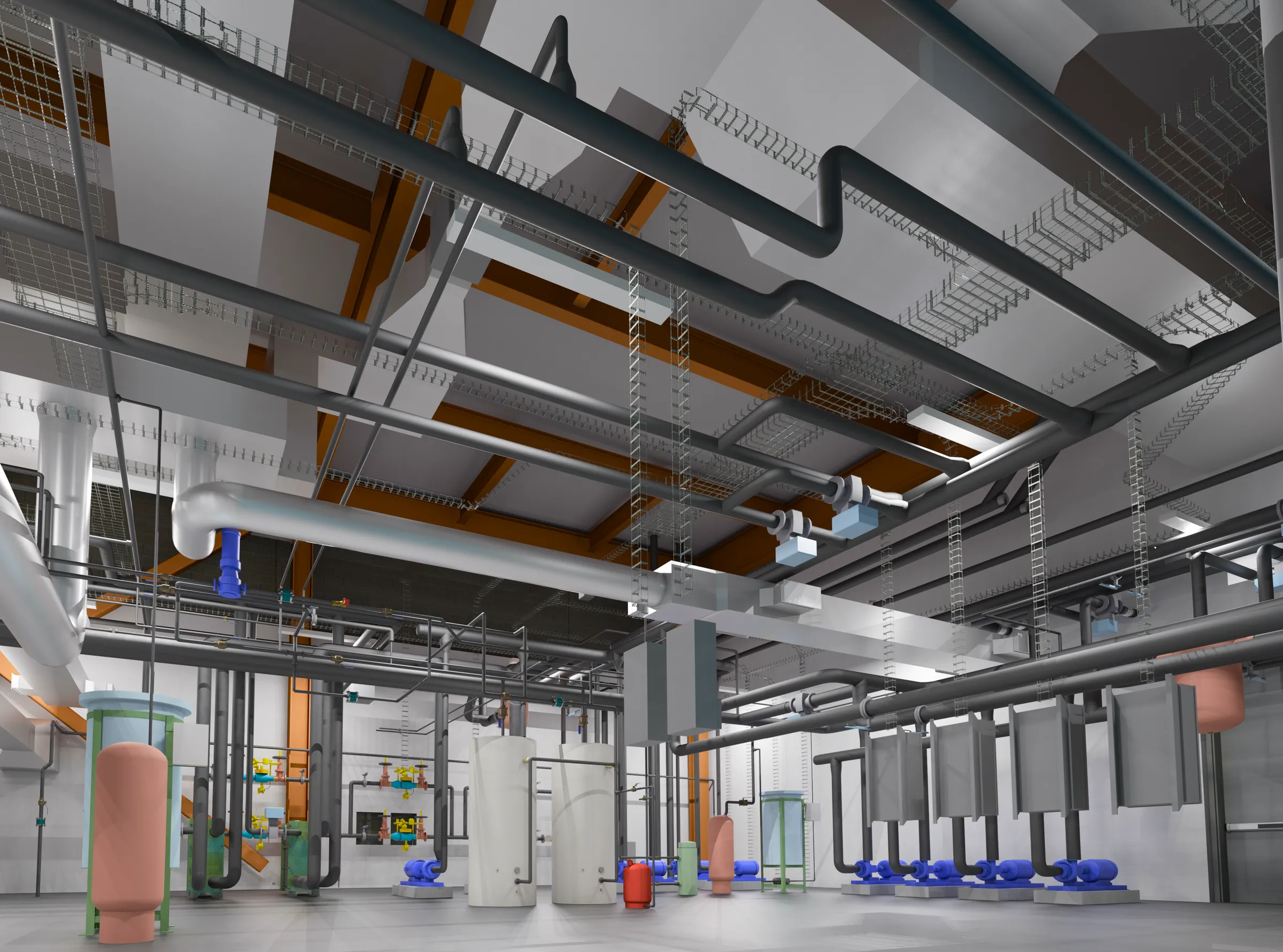Revit Rendering of a Mechanical Process Room